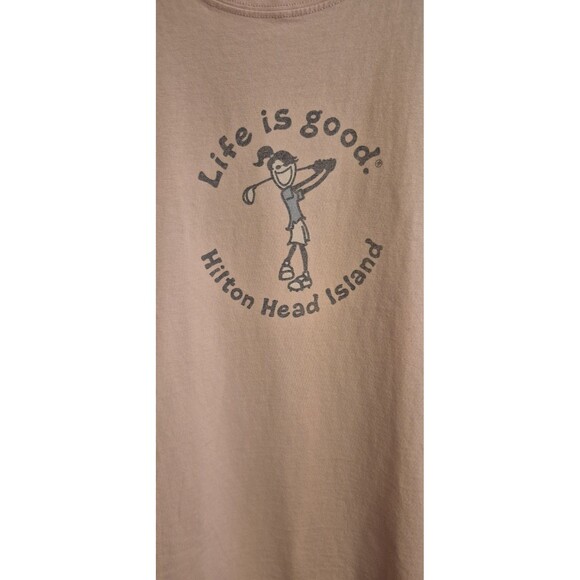 Life Is Good Size Womans Medium Hilton Head Pink Tee Shirt Golf Girl EUC - Picture 2 of 4